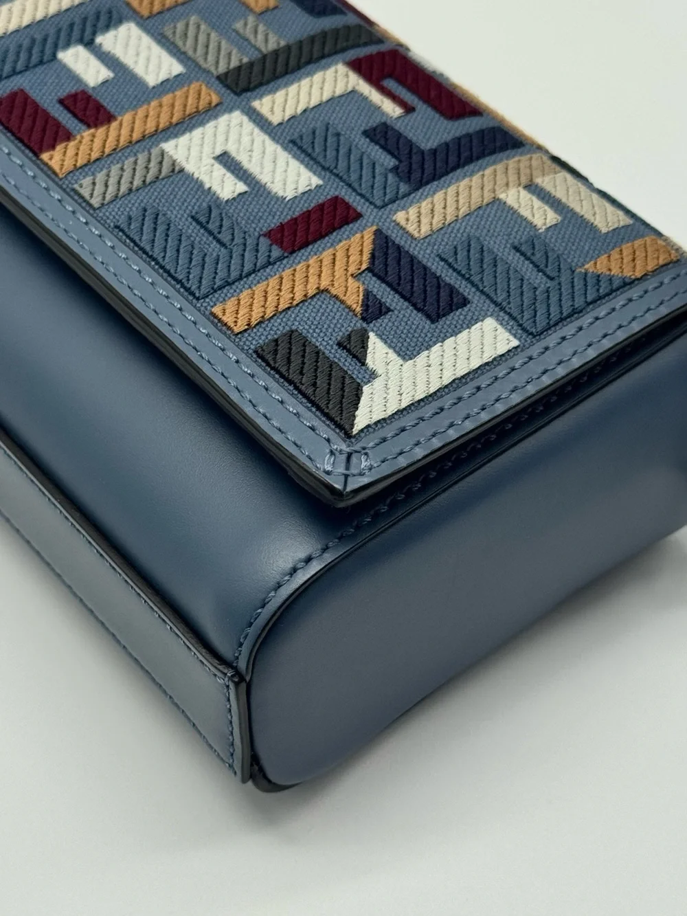Fendi Vitello King Seta FF Mini Messenger Crossbody Bag with Adjustable Strap